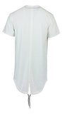 Color Solid Fish Tale Long Tee Shirt White XL