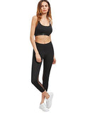 Mesh Panel Crop Leggings Yoga Workout Active Jogger Tights Black M