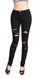 Casual Ripped Holes Skinny Jeggings Straight Fit Denim Pants Us 6 Black 7