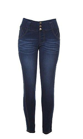 Elastic Waist Stretch Budd Lifting Pullon Skinny Denim Navy Lxl