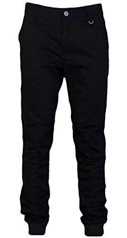 Tapered Ribbing Twill Jogger Pants 32 Black