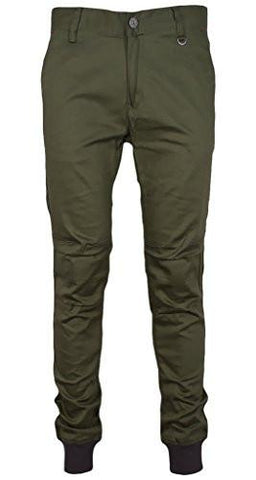 Tapered Ribbing Twill Jogger Pants 38 Olive