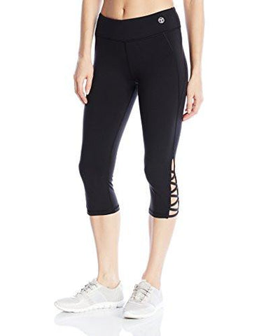 Recreation Zig Zag Strapped Solid Midlength Legging Black XSmall