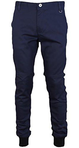 Tapered Ribbing Twill Jogger Pants 38 Cobalt Blue