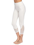 Capri Leggings Fishnet Mesh Workout Yoga Active Crop Pants White L