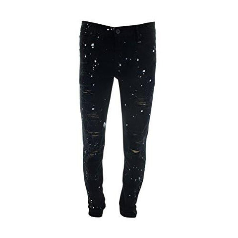 Rips Back & Front Splatter Paint Jean Black