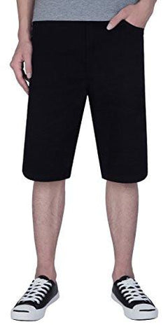 CASUAL LOOSE STRAIGHT DENIM SHORTS COMFY LIGHTWEIGHT ATHLETIC SHORT JEANS BLACK 38