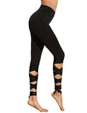 Legging Cutout Tie Cuff Slim Yoga Pants Jogger Workout Tights Black Small