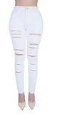 Casual Ripped Holes Skinny Jeggings Straight Fit Denim Pants Us 4 White 1