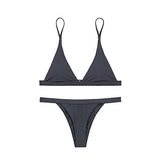 XHERR WO WIDE BAND TRIANGLE TOP CHEEKY BOTTOM BIKINI SWIMSUITS MEDIUM US SIZE SMALL GRAY