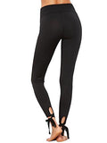 High Waist Lace Up Leggings Slim Cut Out Yoga Pants #Black S
