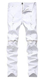 White Zipper Ripped Distressed Destroyed Skinny Fit With Holes White 32