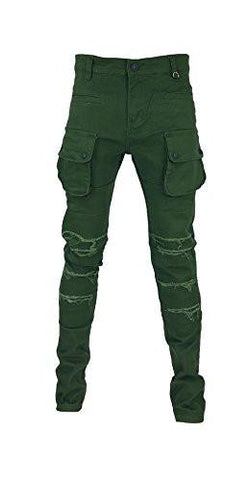 Cargo Destressed Patch Slim Pants Olive 32