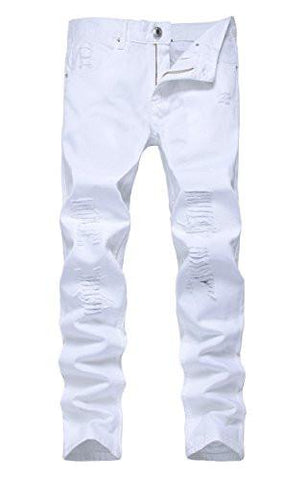 Men Ripped Straight Fit Patch Retro 36