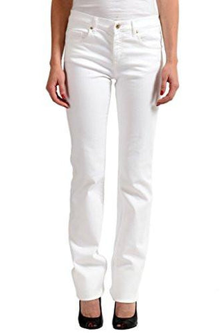 White Embellished Straight Leg Denim Us 4 It 40;