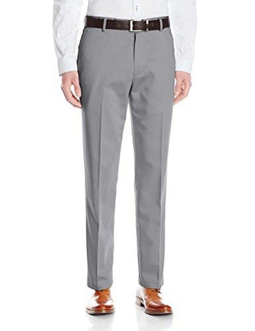 No Wrinkle Straight Fit Flat Front Pant Burma Grey 36W X 32L