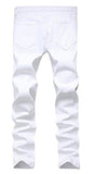 White Zipper Ripped Distressed Destroyed Skinny Fit With Holes White 32