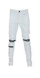 Piping Zippers Skinny Pants White 34