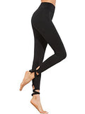 High Waist Lace Up Leggings Slim Cut Out Yoga Pants #Black S