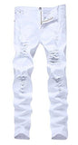 White Skinny Slim Fit Ripped Distressed Destroyed Stretch Pants