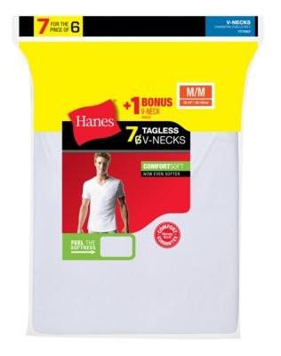 HANES RED LABEL COMFORTSOFT TAGLESS VNECK TSHIRT BONUS PACK WHITE MEDUIM