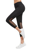 Mesh Panel Crop Leggings Yoga Workout Active Jogger Tights Black M