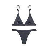 XHERR WO WIDE BAND TRIANGLE TOP CHEEKY BOTTOM BIKINI SWIMSUITS MEDIUM US SIZE SMALL GRAY