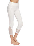 Capri Leggings Fishnet Mesh Workout Yoga Active Crop Pants White L