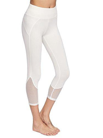 Capri Leggings Fishnet Mesh Workout Yoga Active Crop Pants White L