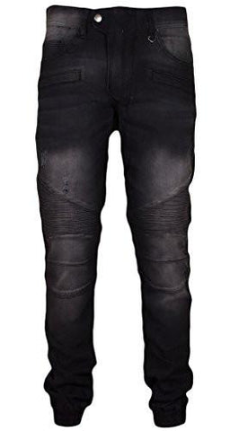 Biker Joggers Denim Jogger Pants 32Wx30L Black