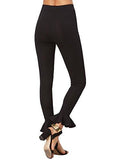 High Waist Skinny Ruffle Hem Long Leggings Workout Yoga Pant Black S