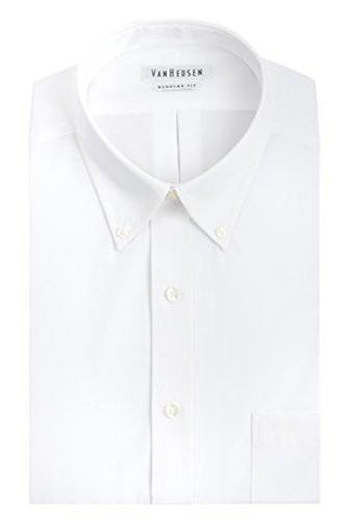 Pinpoint Regular Fit Solid Button Down Collar Dress Shirt White 16.5 Neck 3233 Sleeve