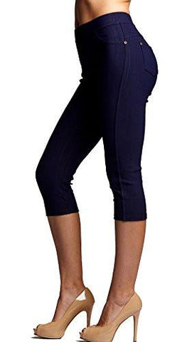Premium Soft Jeggings Denim Leggings In 7 Colors Regular And Plus Sizes By Nyfc Small Medium Capri Navy