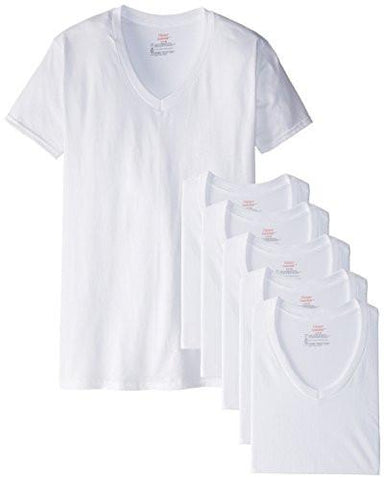 HANES 6PACK FRESHIQ VNECK TSHIRT WHITE MEDIUM