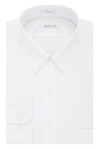 Poplin Regular Fit Solid Point Collar Dress Shirt White 16.5 Neck 3435 Sleeve
