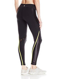 Shine Full Length Laced Pattern Inset Legging With High Waist Band Black M