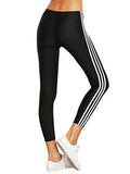 Leggings Yoga Jogger Pants Sport Tights Striped Side Leggings Black
