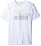 JEANS SHORT SLEEVE METALLIC BLOCKS CK LOGO TSHIRT WHITE WASH LARGE