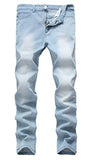 Light Blue Skinny Stretch Washed Slim Fit Straight Pencil Pants W34×32L