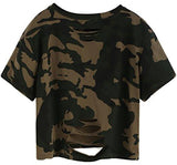 Sweatyrocks Tshirt Camo Print Distressed Crop Tshirt XSmallmall Camo#1Crop Top