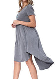 Levaca Tunics Hi Low Plain Simple Loose Casual T Shirt Dress Dark Gray XXl