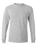 HANES TAGLESS LONG SLEEVE TSHIRT WITH A POCKET LARGE LIGHT STEEL