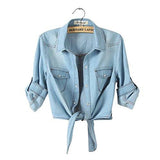 Hsd Cool Knotted Short Denim Shawl Coat Top Jacket Light Blue Asian XXL