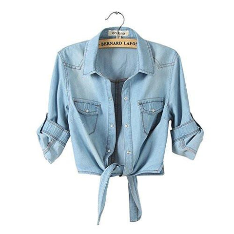 Hsd Cool Knotted Short Denim Shawl Coat Top Jacket Light Blue Asian XXL