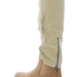 Slim Tapered Twill Cargo Jogger Pants With Zipperkhakis