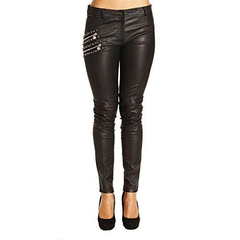 Studded Leather Pant With Zip It 44 Black