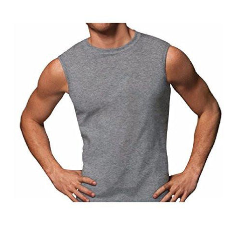 HANES SPORT STYLING COTTON SLEEVELESS TSHIRTS W COOL DRI 4PACK LARGE 4244 GRAY