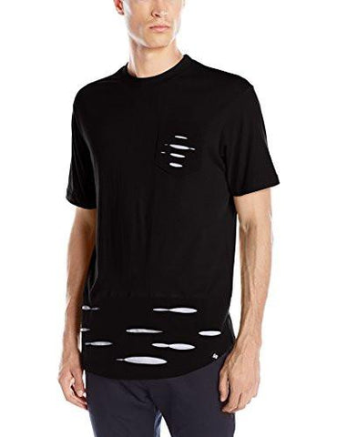Short Sleeve Cut And Sewn Ripped Scallop Tshirt Black Small