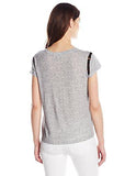 CALVIN KLEIN JEANS WOMEN SHORT SLEEVE HEATHER PRINTED LACE TSHIRT MORNING GRAY HT MEDIUM