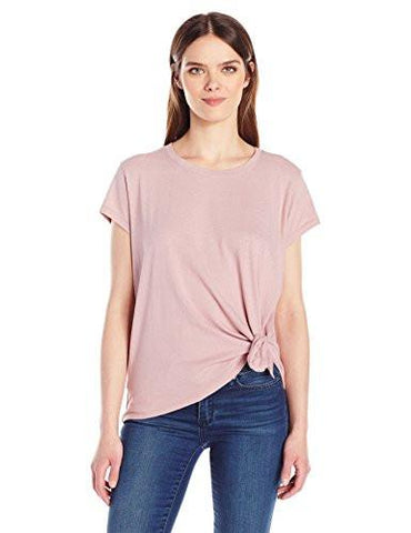 CALVIN KLEIN JEANS WOMEN SHORT SLEEVE SHIMMER TIE KNOT TSHIRT EVENING ROSE MEDIUM